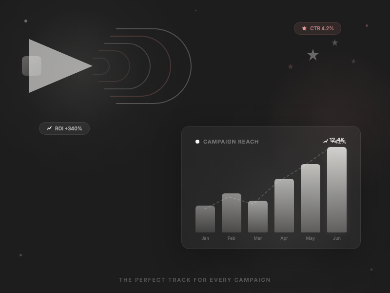 Megaphone with growth chart illustration for marketing